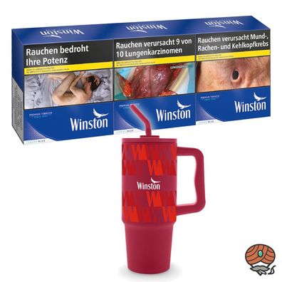 Winston Blue/Blau Zigaretten 6XL Schachtel 3x60 Stück + Trinkbecher