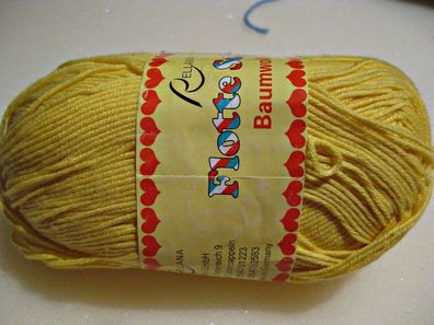 50g Sockenwolle Baumwolle von Rellana Nr 621 gelb