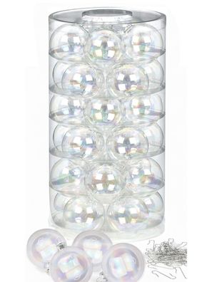Weihnachtskugeln Dazzling Whisper 30 Stk 6cm + Haken Inge-Glas
