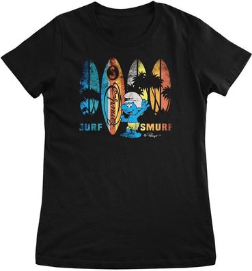 Die Schlümpfe Damen T-Shirt Surf Smurf Girly Tee RB-5-SMF016