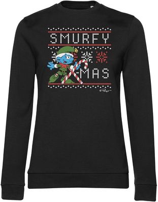 Die Schlümpfe Damen Pullover Smurfy X-Mas Girly Sweatshirt RB-53-SMF009