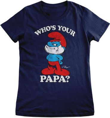 Die Schlümpfe Damen T-Shirt Who's Your Papa? Girly Tee RB-5-SMF003