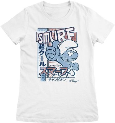 Die Schlümpfe Damen T-Shirt The Smurfs Japanese Poster Girly Tee RB-5-SMF012
