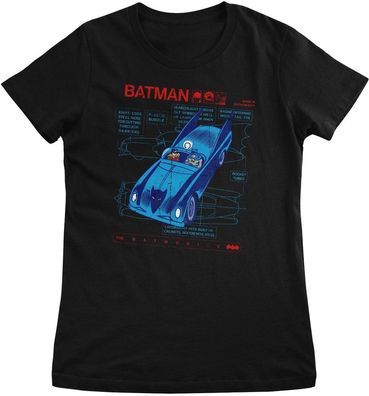 Batman Damen T-Shirt Retro Batmobile Girly Tee WB-5-BAT052