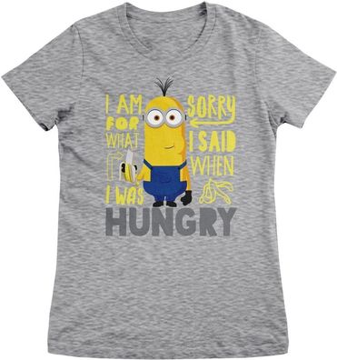 Minions Damen T-Shirt Sorry For What I Said When Was Hungry Girly Tee UV-5-DMF016