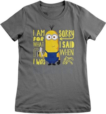Minions Damen T-Shirt Sorry For What I Said When Was Hungry Girly Tee UV-5-DMF016