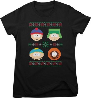 South Park Damen T-Shirt 8-bit Christmas Pattern Girly Tee MTV-5-SP026