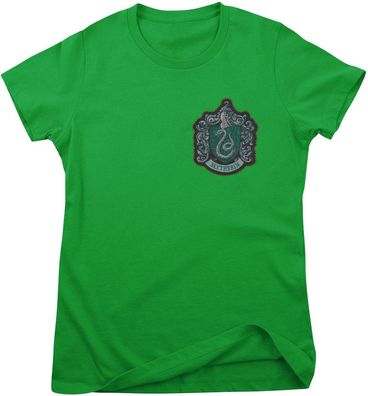 Harry Potter Damen T-Shirt Slytherin Chest Crest Girly Tee WB-5-HP019