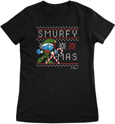 Die Schlümpfe Damen T-Shirt Smurfy X-Mas Girly Tee RB-5-SMF009