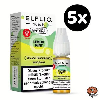 ELFLIQ by ELFBAR Lemon Mint * 20mg/ml* Nikotinsalz, 5x 10ml Liquid