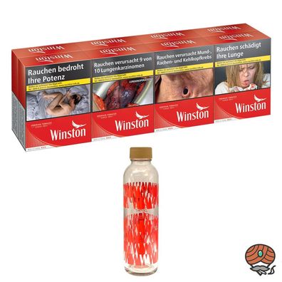 Winston Red/Rot Zigaretten XXL 8x 27 Stück + Winston Glasflasche 700ml