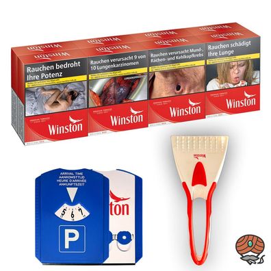 Winston Red/Rot Zigaretten XXL 8x 27 Stück + Winston Parkscheibe, Eiskratzer