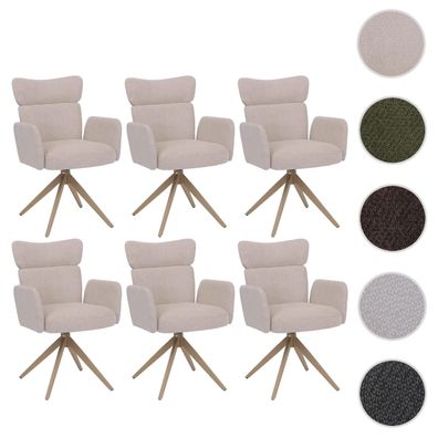 6er-Set Esszimmerstuhl HWC-N11, drehbar Auto-Return Stoff Bouclé 350g/m² Öko-Tex