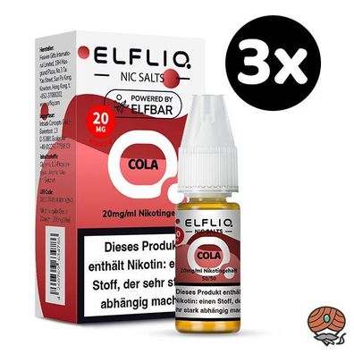 ELFLIQ by ELFBAR Cola * 20mg/ml* Nikotinsalz, Liquid 3x 10ml