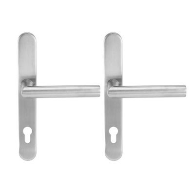 Spitzer Profiltür Langschildgarnitur PZ 92 mm Edelstahl matt Schmalschild