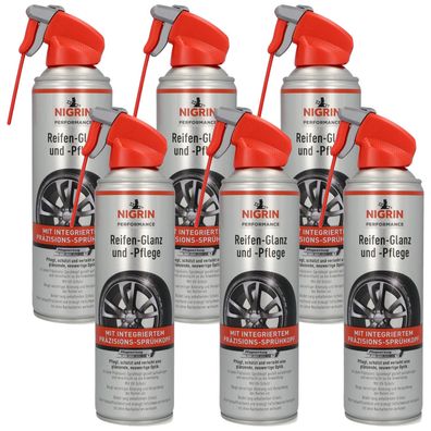 Nigrin Reifen-Pflege 6x je 500ml Reifen-Glanz Spray Reiniger Schutz Auto-Reifen
