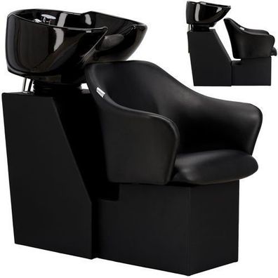 Friseurwaschanlage Avola – bewegliche Keramikschüssel, Armatur & Kopfstütze