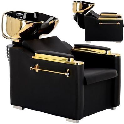 Professionelle Friseurwaschanlage Berlin - Schwarz, Öko-Leder, Bequemer Sitz