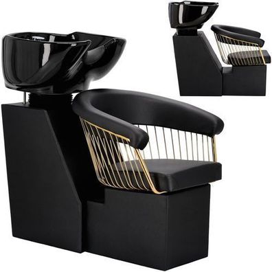 Calissimo Friseurwaschanlage Zoe - Goldfarbig, Bewegliche Schüssel, Öko-Leder