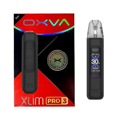 OXVA Xlim Pro 3 Black Leather E-Zigarette, befüllbares Pod-System