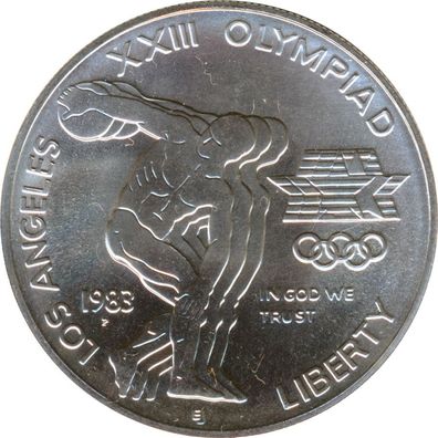 USA 1 Dollar 1983 P Olympiade in Los Angeles 1984 stgl. Silber*