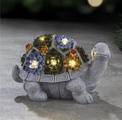 Solarbeleuchtete Schildkrötenstatue 26 x 14,8 x 17cm Gartenfigur Schildkröte
