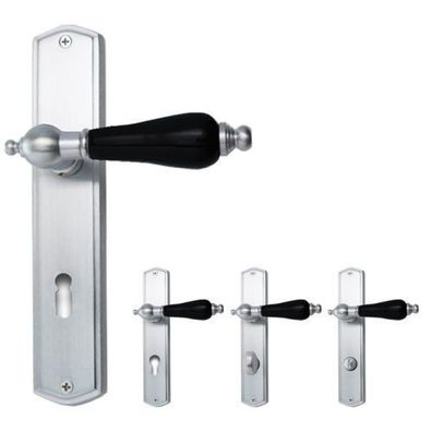 Ghidini R039 Oscar mattchrom schwarz BB/PZ/WC Türdrücker Langschild Beschlag