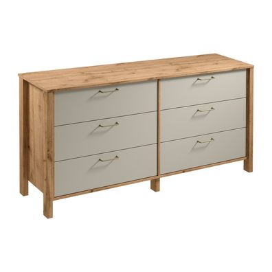 AX LIVING Kommode mit Schubladen Iseonia K6S Modern Eiche Wotan/Beige