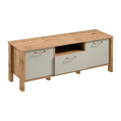 AX LIVING Lowboard TV Iseonia RTV1S - 138 cm breit, Eiche Wotan/ Beige