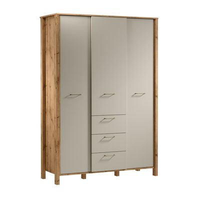 AX LIVING Schubladenschrank Iseonia S3T3S - 138cm, Eiche Wotan & Beige