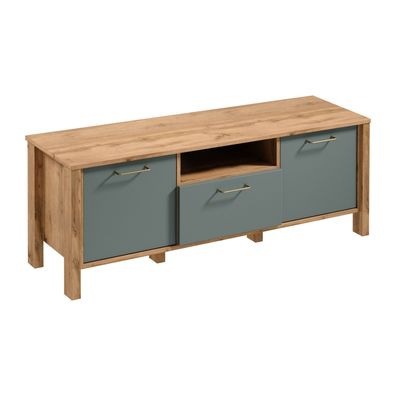 AX LIVING Lowboard TV Iseonia RTV1S - 138 cm breit, Eiche Wotan/Green
