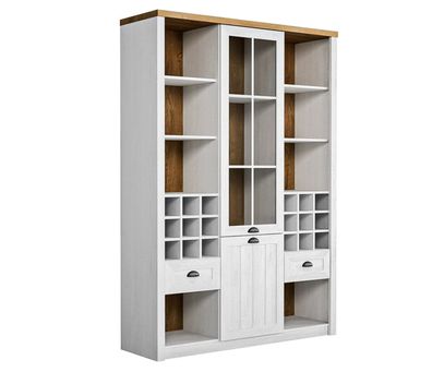 AX LIVING Vitrinen Schrank Palmano W2D2S 140 cm breit, Andersen Kiefer