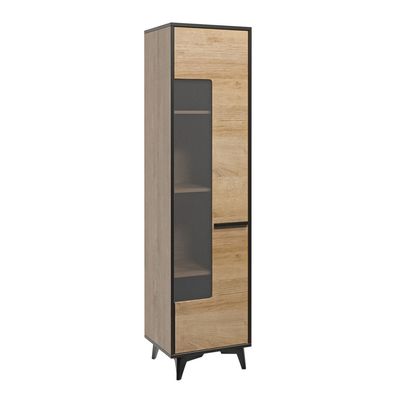 AX LIVING Moderner Vitrinenschrank Fabriani W1D Vitrine Eiche Riviera