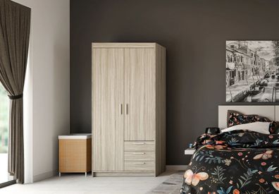AX LIVING Storicos 2T3S Kleiderschrank Sonoma Eiche, schubladen 89,7cm