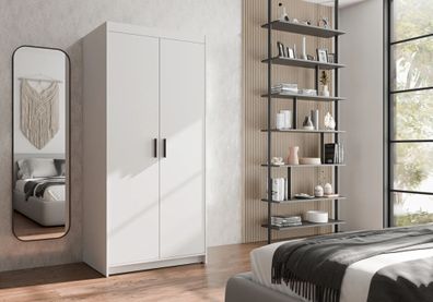 AX LIVING Weißen Kleiderschrank Storicos 2T 89,7cm Breite, 2 türiger