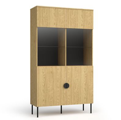 AX LIVING Vitrine für Wohnzimmer Brunelli 106,6 cm Eiche Baltic/Glas