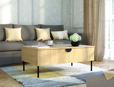 AX Living Couch Tisch Brunelli 100 cm breit Eiche Baltic moderner Wohnzimmertisch