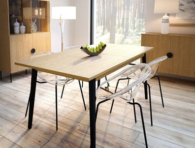 AX LIVING Küchentisch ausziehbar Brunelli 160 + 40 cm Anthrazit Eiche