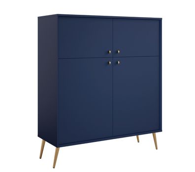 AX LIVING Kommode mit Türen Rorene 105 cm Blau Gold Modern