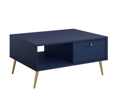 AX LIVING Couch Tisch Rorene 87 cm Blau Gold mit Stauraum Modern