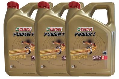Castrol Power 1 20W-50 4T API SN JASO MA-2 3x4 Liter