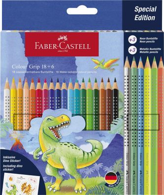 Faber Castell Buntstift Colour Grip 3,3 mm Dino 18 + 6 Etui