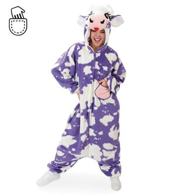 narrenwelt Kostüm Kuh Overall Kunigunde lla/weiß Kuhflecken Fasching Motto Party