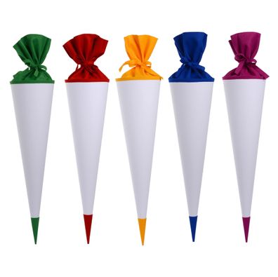 Goldbuch Bastelschultüten Sortiment weiß mit farbigem Filzverschluss & Spitze