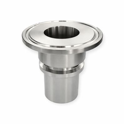 Clamp-Kupplung Edelstahl DIN32676 mit glattem Stutzen und Sicherungsbund / (Durchmes