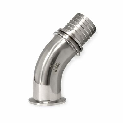 Clamp-Kupplung DIN 32676 - 45° Rillenstutzen mit Sicherungsbund - Edelstahl 1.4404