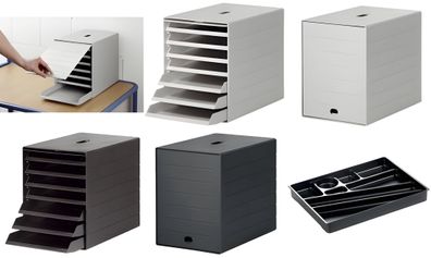 Durable Schubladenbox grau 7 Schublade mit versenkbarer Frontplatte