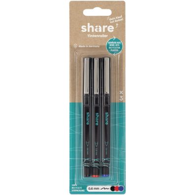 share Tintenroller Strichstärke 0,6 mm schwarz+rot+blau Set