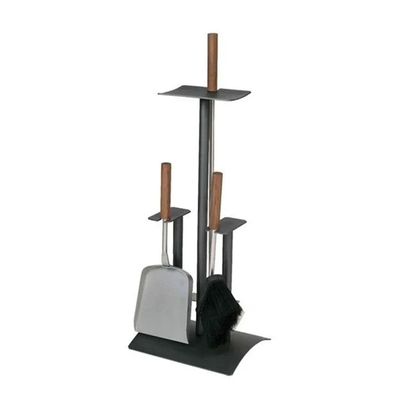 4tlg Edelstahl Kaminbesteck Ofenbesteck Kamingarnitur mit Rosshaarbesen