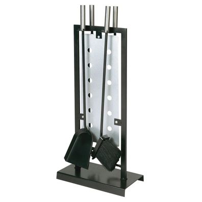 Kaminbesteck, Ofenbesteck, Kaminzubehör, 4-teilig- schwarz beschichtet- Grifffe